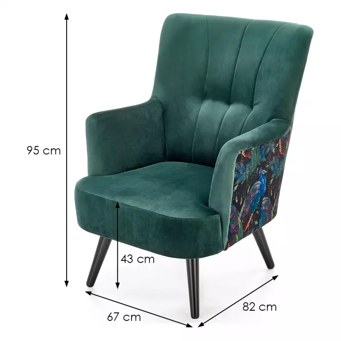 Fotel Pagoni zöld/fekete,7