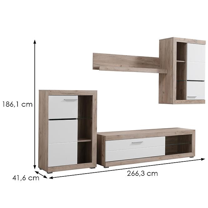 Nappali bútor Rosso szürke tölgy/fehér 11008773