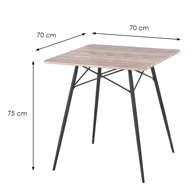 Étkező készlet Kabir 1+2 70x70 tölgy san remo/fekete,2