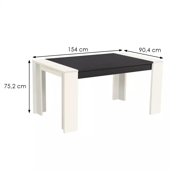 Asztal Cremona TS 155x90 fehér/fekete 11008805