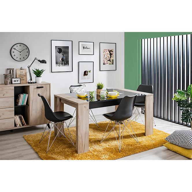 Asztal Toledo TS 155x90 szürke tölgy/fekete 11008829