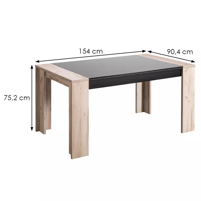 Asztal Toledo TS 155x90 szürke tölgy/fekete 11008829,6