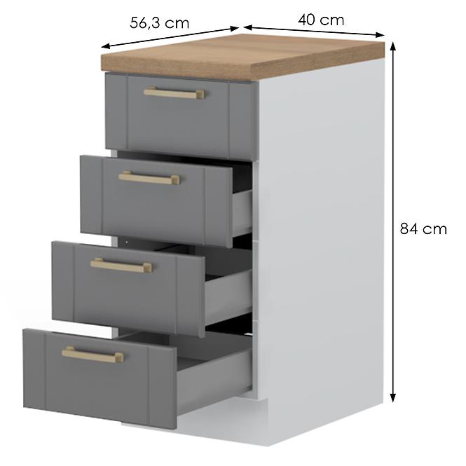 Konyhaszekrény Tara R-40-4mbox/4 4s graphite mat