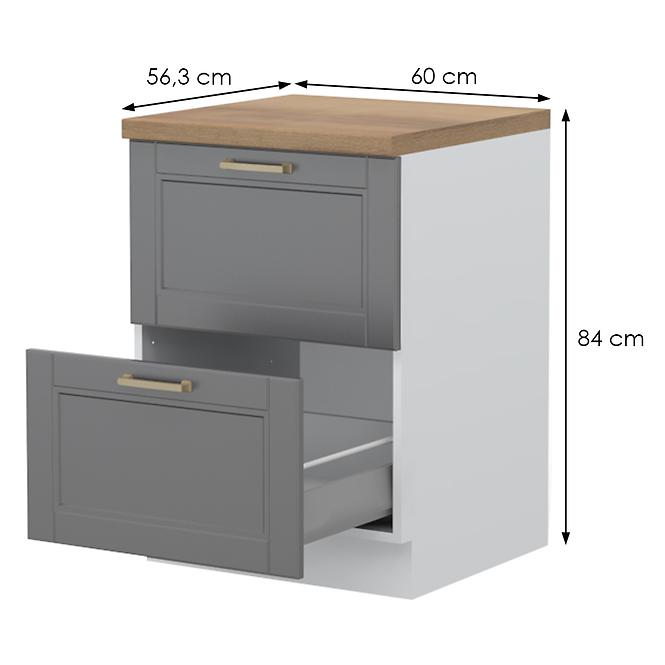 Konyhaszekrény Tara R-60-2mbox/4 2s graphite mat