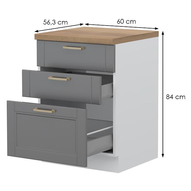 Konyhaszekrény Tara R-60-3mbox/4 3s graphite mat