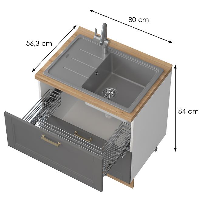 Konyhaszekrény Tara R-80-2mz/4 graphite mat