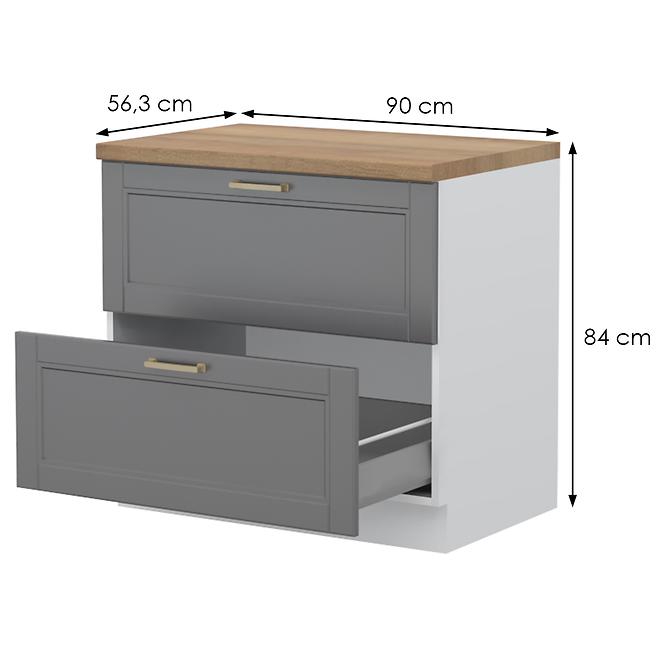 Konyhaszekrény Tara R-90-2mbox/4 graphite mat