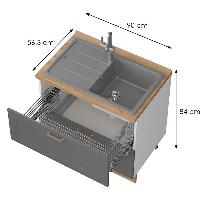 Konyhaszekrény Tara R-90-2mz/4 graphite mat