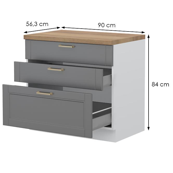 Konyhaszekrény Tara R-90-3mbox/4 graphite mat