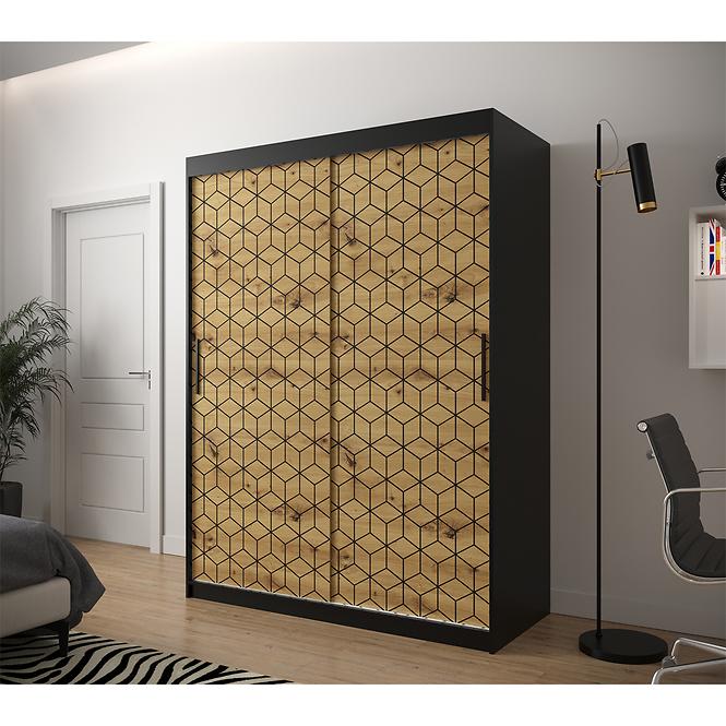 Szekrény Heksagon 1 150 fekete/tölgy artisan