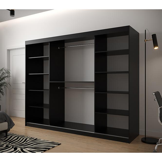 Szekrény Heksagon 2 250 fekete/tölgy artisan/tükör,4