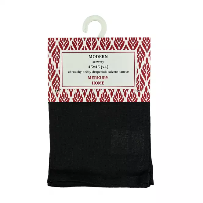 Szalvéta MODERN fekete sima 45x45 kpl. 4 db