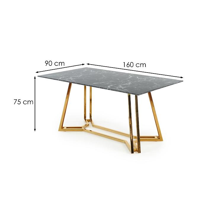 Asztal Konami 160 Üveg/Acél – Fekete/Aranysárga