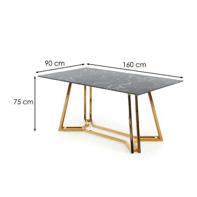 Asztal Konami 160 Üveg/Acél – Fekete/Aranysárga,4