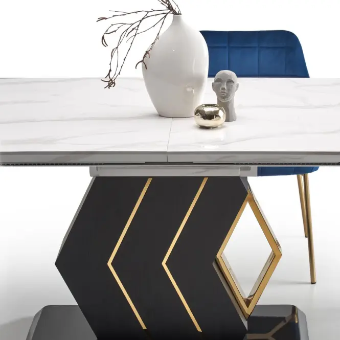 Asztal Vincenzo 160/200 Mdf/Acél – Fehér/Fekete,11