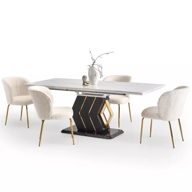 Asztal Vincenzo 160/200 Mdf/Acél – Fehér/Fekete