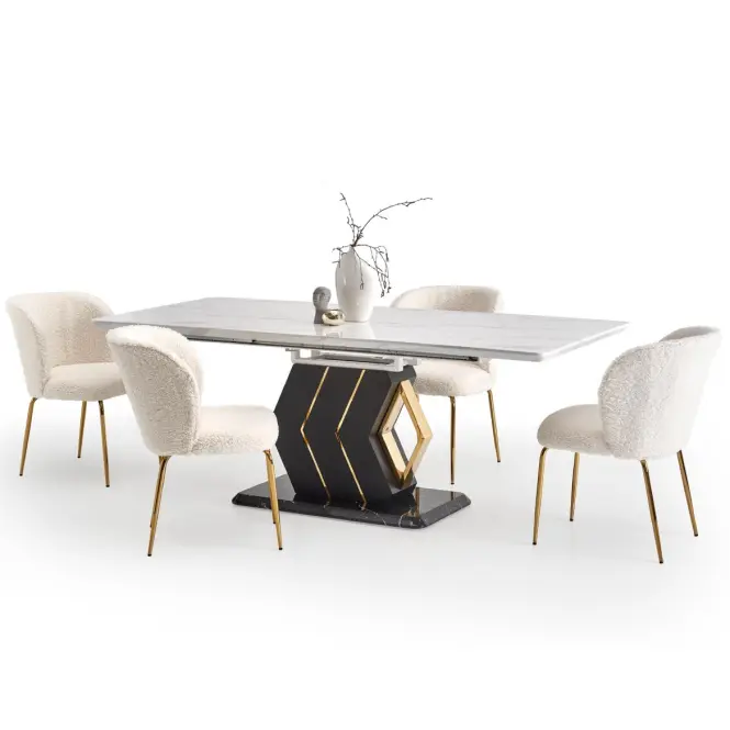 Asztal Vincenzo 160/200 Mdf/Acél – Fehér/Fekete,13
