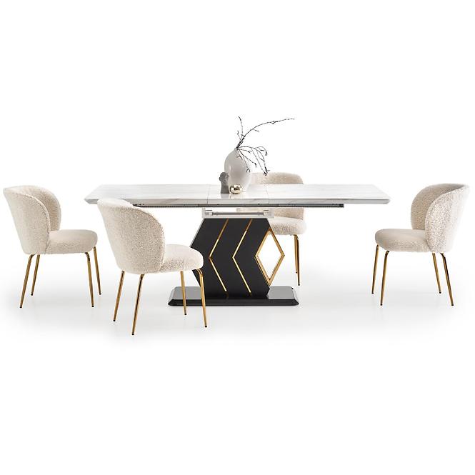 Asztal Vincenzo 160/200 Mdf/Acél – Fehér/Fekete