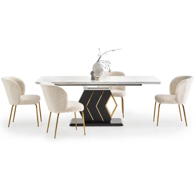 Asztal Vincenzo 160/200 Mdf/Acél – Fehér/Fekete,14