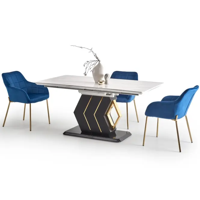 Asztal Vincenzo 160/200 Mdf/Acél – Fehér/Fekete,15