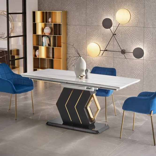 Asztal Vincenzo 160/200 Mdf/Acél – Fehér/Fekete,16