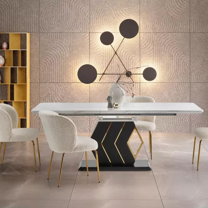 Asztal Vincenzo 160/200 Mdf/Acél – Fehér/Fekete