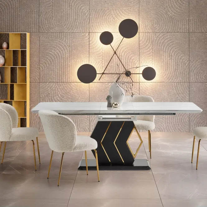 Asztal Vincenzo 160/200 Mdf/Acél – Fehér/Fekete,17