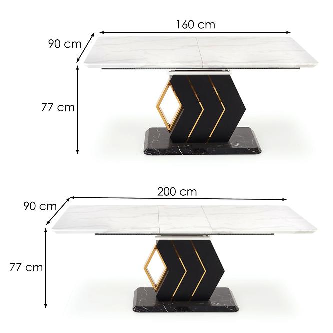 Asztal Vincenzo 160/200 Mdf/Acél – Fehér/Fekete
