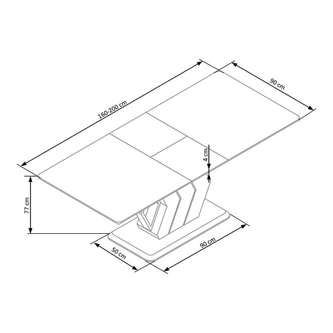Asztal Vincenzo 160/200 Mdf/Acél – Fehér/Fekete