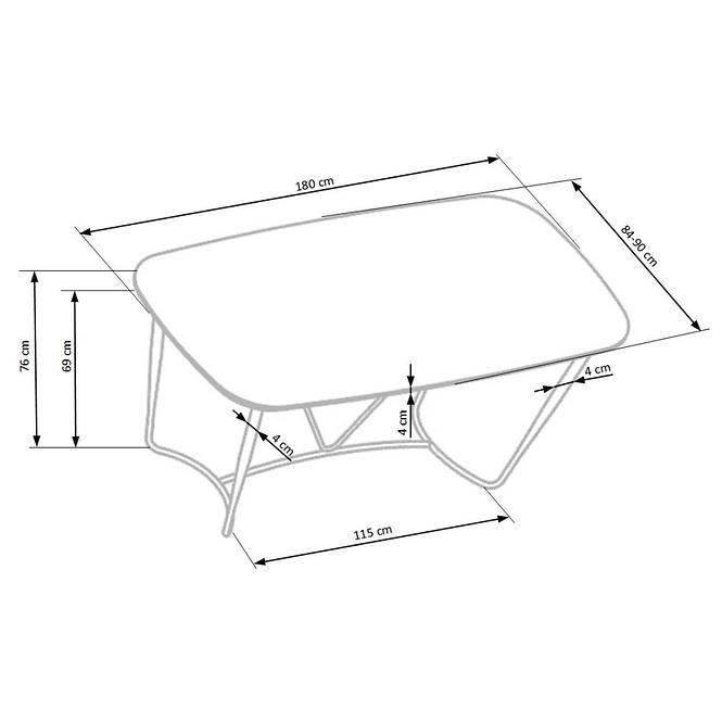 Asztal Manchester 180 Mdf/Acél – Dió/Aranysárga