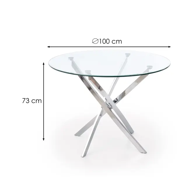 Asztal Raymond 100 Üveg/Acél – Színtelen/Chrom,5