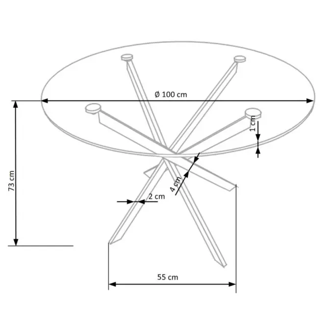 Asztal Raymond 100 Üveg/Acél – Színtelen/Chrom,6