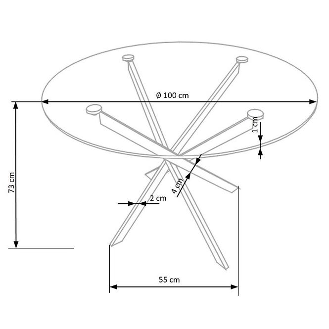 Asztal Raymond 100 Üveg/Acél – Színtelen/Chrom,6