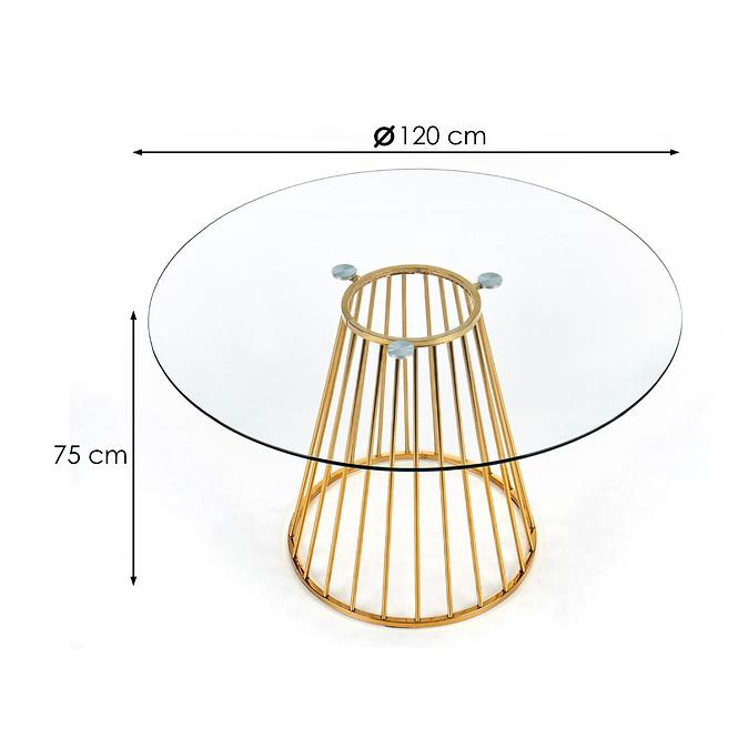 Asztal Liverpool 120 Üveg/Acél – Transparentny/Aranysárga
