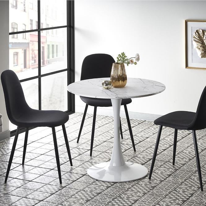Asztal Denver 80 Mdf/Acél – Fehér Marmur/Fehér