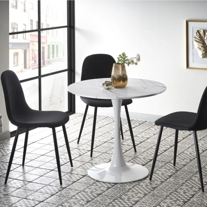 Asztal Denver 80 Mdf/Acél – Fehér Marmur/Fehér,12