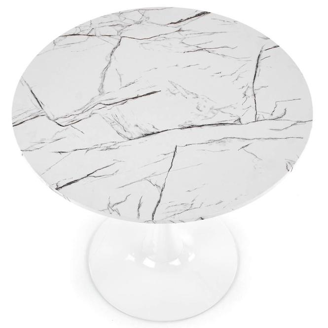Asztal Denver 80 Mdf/Acél – Fehér Marmur/Fehér