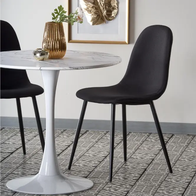 Asztal Denver 80 Mdf/Acél – Fehér Marmur/Fehér