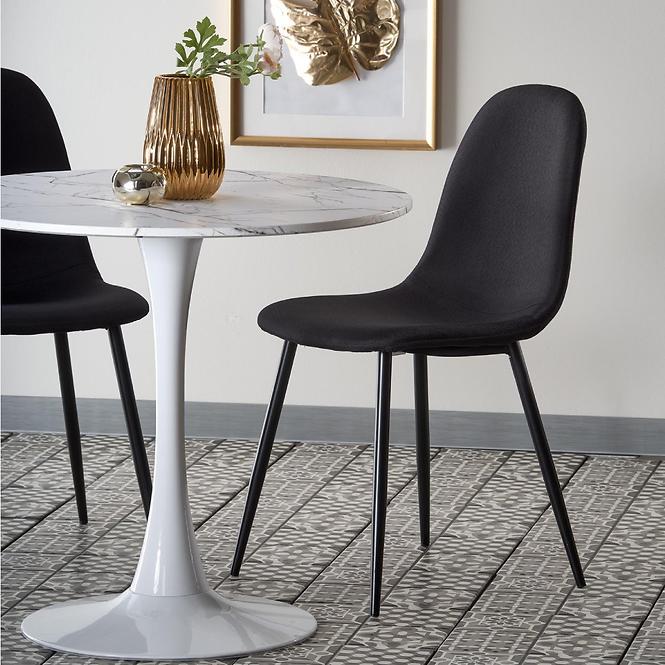 Asztal Denver 80 Mdf/Acél – Fehér Marmur/Fehér