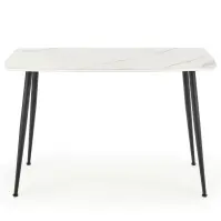 Asztal Marco 120x70 Üveg/Mdf/Acél – Fehér/Fekete