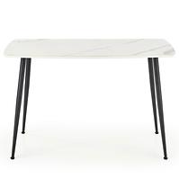 Asztal Marco 120x70 Üveg/Mdf/Acél – Fehér/Fekete