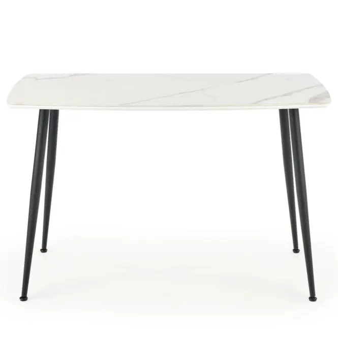 Asztal Marco 120x70 Üveg/Mdf/Acél – Fehér/Fekete