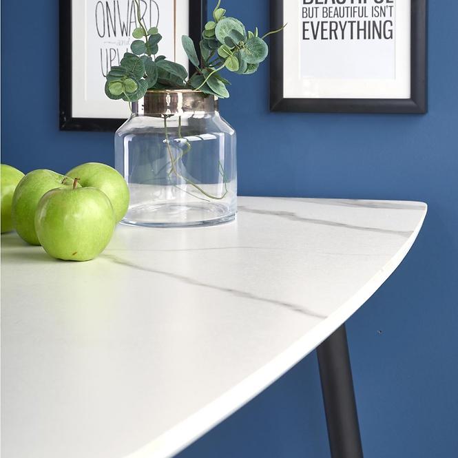 Asztal Marco 120x70 Üveg/Mdf/Acél – Fehér/Fekete