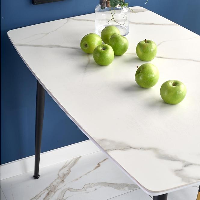 Asztal Marco 120x70 Üveg/Mdf/Acél – Fehér/Fekete