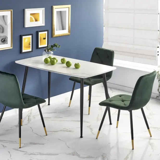 Asztal Marco 120x70 Üveg/Mdf/Acél – Fehér/Fekete