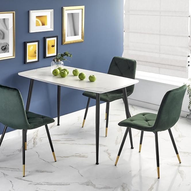 Asztal Marco 120x70 Üveg/Mdf/Acél – Fehér/Fekete
