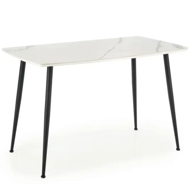 Asztal Marco 120x70 Üveg/Mdf/Acél – Fehér/Fekete
