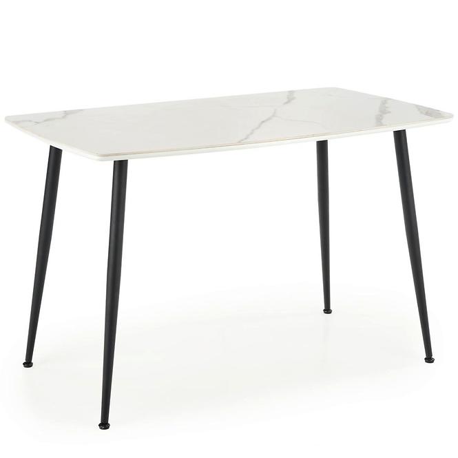 Asztal Marco 120x70 Üveg/Mdf/Acél – Fehér/Fekete