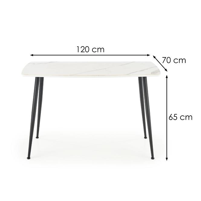 Asztal Marco 120x70 Üveg/Mdf/Acél – Fehér/Fekete