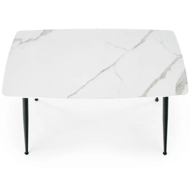 Asztal Marco 120x70 Üveg/Mdf/Acél – Fehér/Fekete